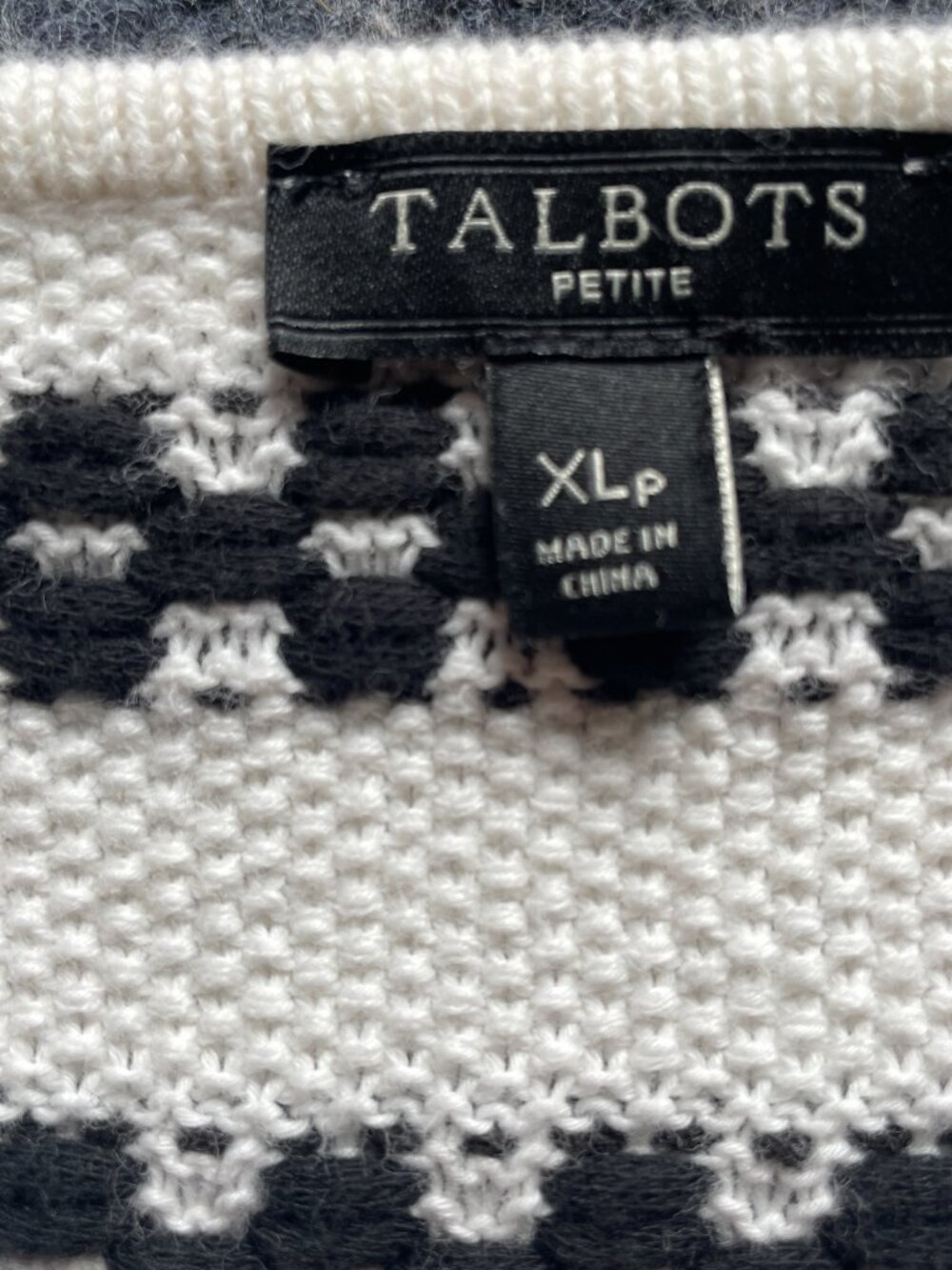 Talbots Cardigan XL Petite Black and White 98% Cotton - Picture 3 of 7